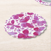 Magenta roze Waterverf Butterfly Kartonnen Onderzetters (Gekanteld)
