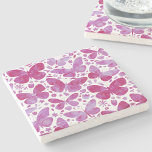 Magenta roze Waterverf Butterfly Stenen Onderzetter<br><div class="desc">Magenta roze en witte waterverf vlinderschilderij. Originele kunst van Nic Squirrell.</div>