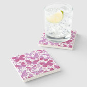 Magenta roze Waterverf Butterfly Stenen Onderzetter (Zijkant)