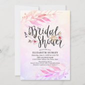 Magenta roze Waterverf Leaf Floral Vrijgezellenfee Kaart (Voorkant)