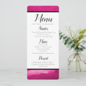 Magenta Roze Waterverf Menu Kaart (Staand voorkant)
