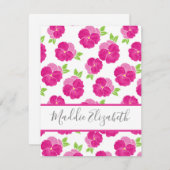 Magenta roze Waterverf Pansies Notitiekaartje (Voorkant / Achterkant)