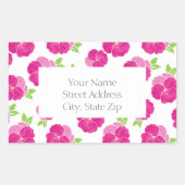 Magenta roze Waterverf Pansies Rechthoekige Sticker (Voorkant)