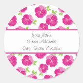 Magenta roze Waterverf Pansies Ronde Sticker (Voorkant)