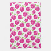 Magenta roze Waterverf Pansies Theedoek (Verticaal)