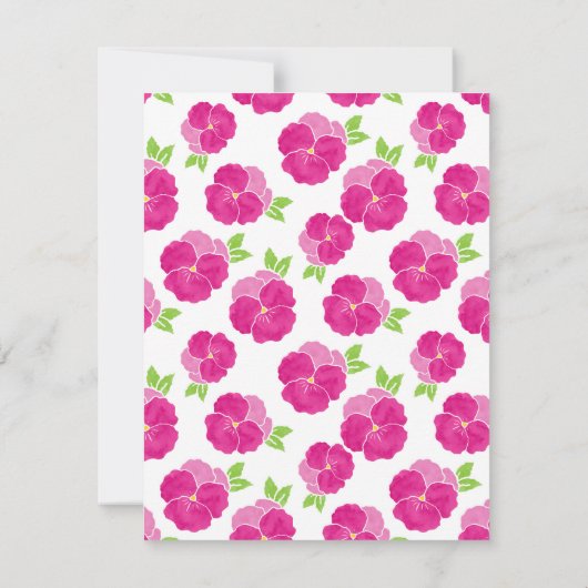 Magenta roze Waterverf Pansy & Pattern Kaart (Achterkant)