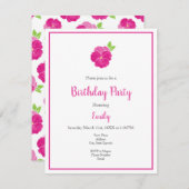 Magenta roze Waterverf Pansy & Pattern Kaart (Voorkant / Achterkant)