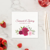 Magenta & Roze Waterverf Rozen Boho Chic Huwelijk Servet (Insitu)