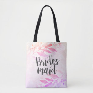 Magenta roze Waterverf trekt bruidsmeisje uit Tote Bag