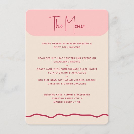 Magenta roze weduwenmenu met modern, koud Lijst Menu (Voorkant)