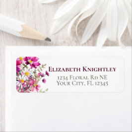 Magenta Roze Wilde Bloemen Kleurrijke Tuinbloemen Etiket