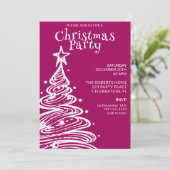 Magenta Roze Wit Kerstboom Party Kaart (Staand voorkant)