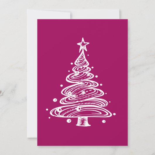 Magenta Roze Wit Kerstboom Party Kaart (Achterkant)