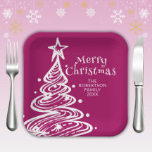 Magenta Roze Wit Kerstboom Party