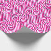 Magenta Roze & Wit Warped Chic Checkered Pattern Cadeaupapier (Hoek)