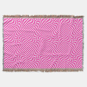 Magenta Roze & Wit Warped Chic Checkered Pattern Deken (Voorkant)