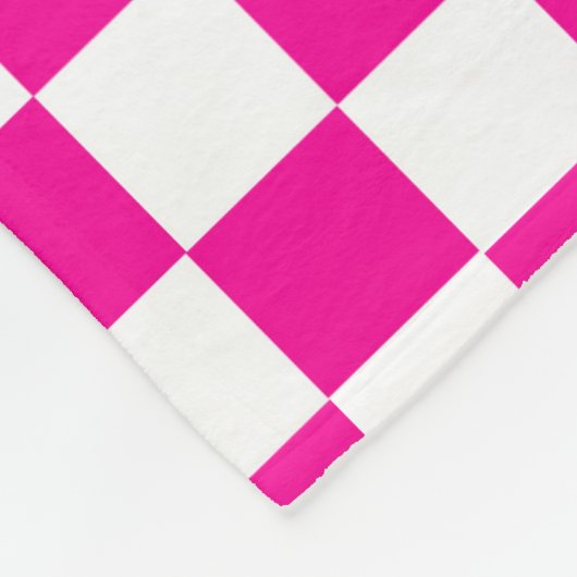 Magenta Roze & Wit Warped Chic Checkered Pattern Fleece Deken (Hoek)