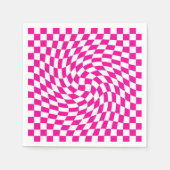 Magenta Roze & Wit Warped Chic Checkered Pattern Servet (Voorkant)