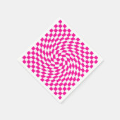Magenta Roze & Wit Warped Chic Checkered Pattern Servet (Hoek)