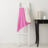 Magenta Roze & Wit Warped Chic Checkered Pattern Sherpa Deken (In situ)
