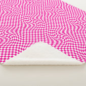 Magenta Roze & Wit Warped Chic Checkered Pattern Sherpa Deken (3/4)