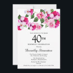 Magenta roze witte Floral 40th Birthday Kaart<br><div class="desc">Heldere en kleurrijke,  vrouwelijke paniekjes versieren de top van dit 40ste verjaardagsfeest. De  bloemen zijn een combinatie van magenta,  roze en wit. Ze worden in donkergroene bloemen genaaid. Dit item maakt deel uit van het collectie Roze Pansy. Naast uitnodigingsbenodigdheden,  zult u passende partijbenodigdheden en giften vinden.</div>