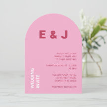 Magenta Roze Witte Huwelijksuitnodiging