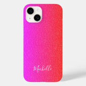 Magenta roze witte manuscriptnaam gepersonaliseerd Case-Mate iPhone case (Achterkant)