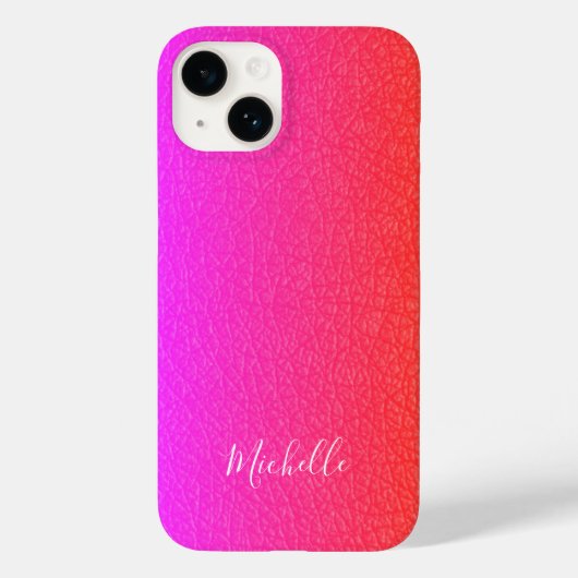Magenta roze witte manuscriptnaam gepersonaliseerd Case-Mate iPhone case (Achterkant)