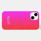 Magenta roze witte manuscriptnaam gepersonaliseerd Case-Mate iPhone case (Achterkant (horizontaal))