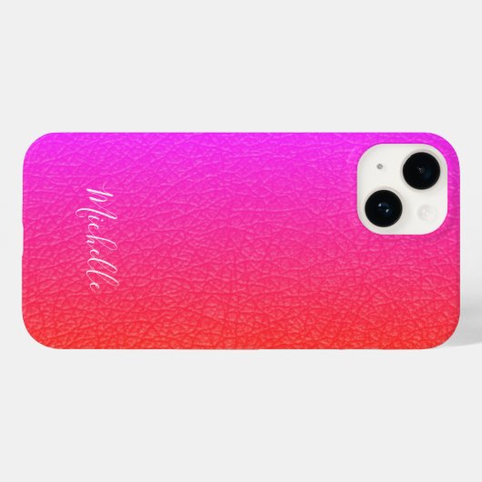 Magenta roze witte manuscriptnaam gepersonaliseerd Case-Mate iPhone case (Achterkant (horizontaal))