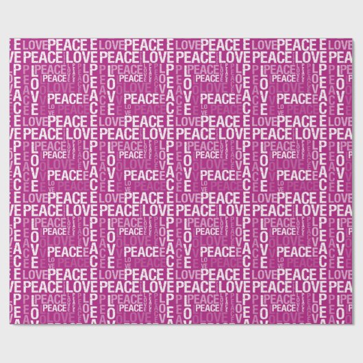 Magenta Roze Witte Vrede Liefde Cadeaupapier (Vlak)