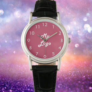 Magenta roze witte zakelijke logo horloge