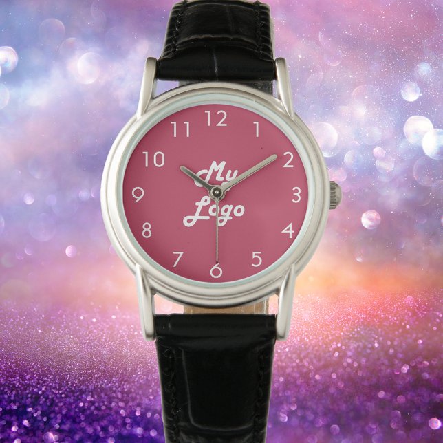 Magenta roze witte zakelijke logo horloge (Creator heeft geüpload)