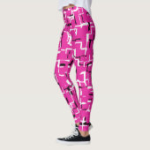 Magenta roze zwart wit chique patroon leggings (Links)