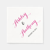 Magenta Roze Zwarte Bruid Bruidegom Datum Trouwser Servetten (Voorkant)