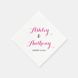Magenta Roze Zwarte Bruid Bruidegom Datum Trouwser Servetten