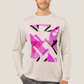 Magenta Roze Zwarte Vormen Abstract MCM-geïnspiree Tri-Blend Shirt (Voorkant volledig)