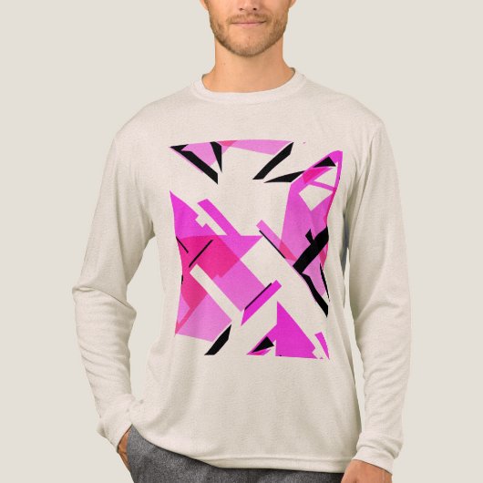 Magenta Roze Zwarte Vormen Abstract MCM-geïnspiree Tri-Blend Shirt (Voorkant volledig)