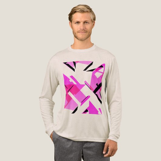 Magenta Roze Zwarte Vormen Abstract MCM-geïnspiree Tri-Blend Shirt (Voorkant)