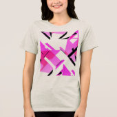 Magenta Roze Zwarte Vormen Abstract MCM-geïnspiree Tri-Blend Shirt (Voorkant)