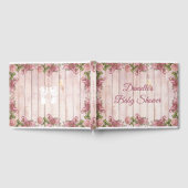  Magenta Rozen Baby shower van hout Gastenboek (Volledig)