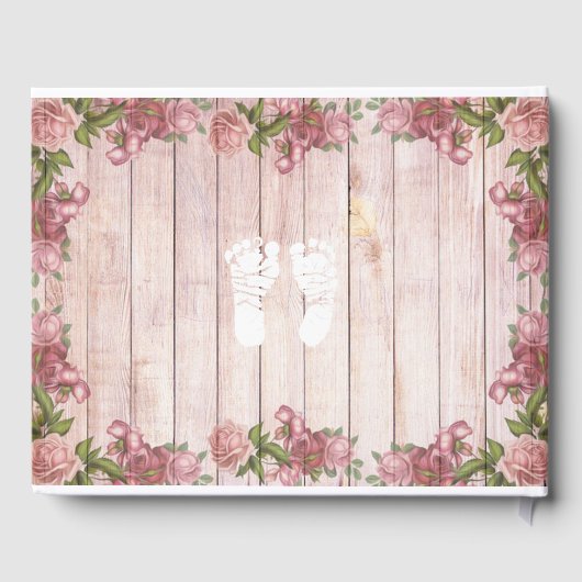  Magenta Rozen Baby shower van hout Gastenboek (Achterkant)