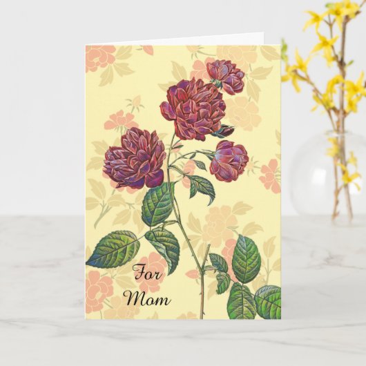  Magenta Rozen Moederdag Kaart (Gele Bloem)