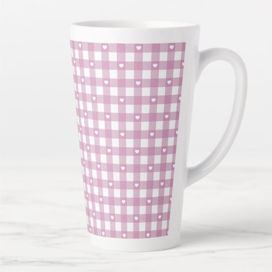 Magenta Ruitjes Latte Mok (Rechts)