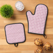 Magenta Ruitjes Ovenwant & Pannenlap Set (Top down)
