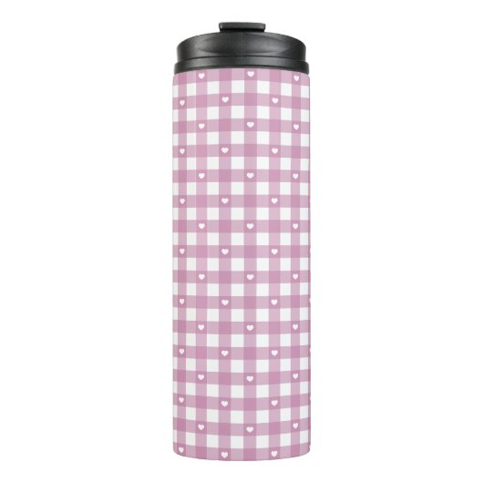 Magenta Ruitjes Thermosbeker (Voorkant)