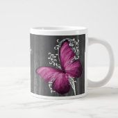 Magenta Rustic Butterfly - Aangepast Grote Koffiekop (Rechts)