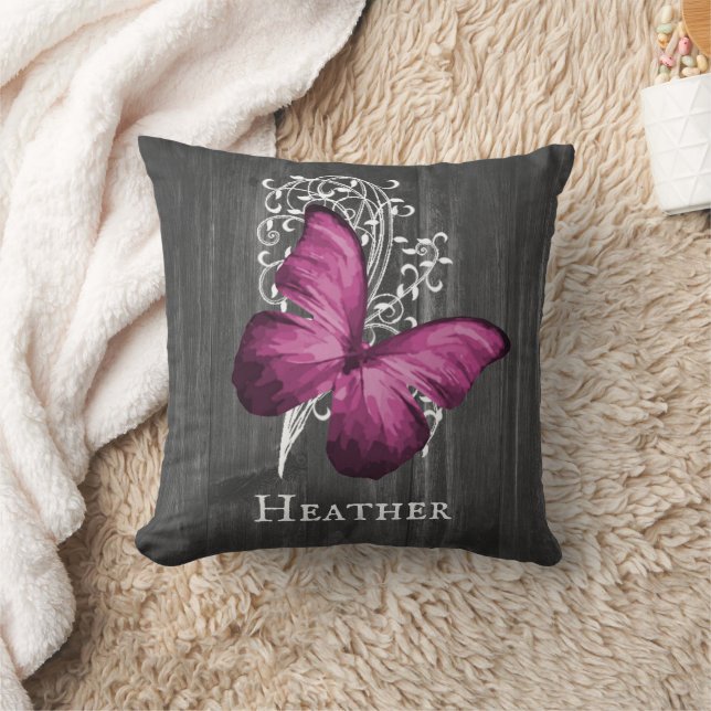 Magenta Rustic Butterfly - Aangepast Sierkussen (Deken)