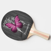 Magenta Rustic Butterfly - Aangepast Tafeltennisbatje (Zijkant)